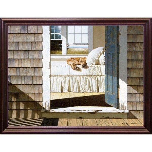 Beach House Dog-ZHELU78334 Framed Print 26"x34.75" by Zhen-Huan Lu