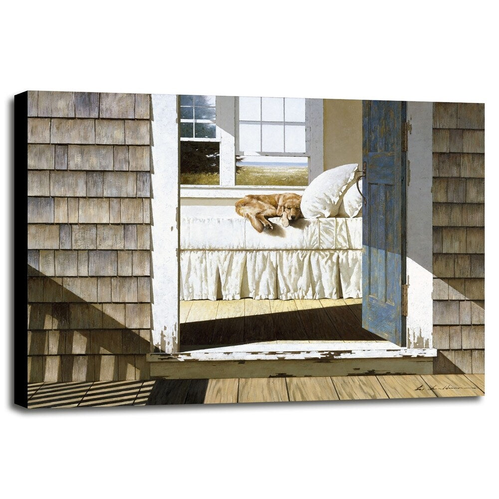 Beach House Dog-ZHELU78334 Framed Print 26"x34.75" by Zhen-Huan Lu