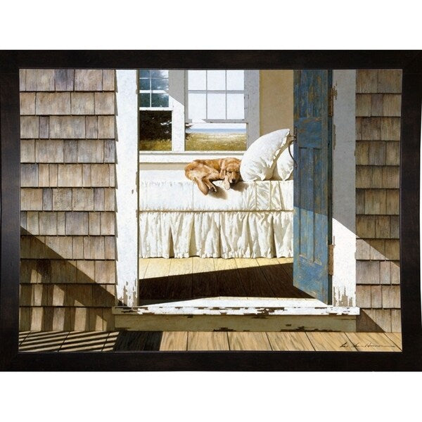 Beach House Dog-ZHELU78334 Framed Print 26"x34.75" by Zhen-Huan Lu