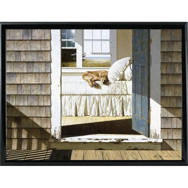Beach House Dog-ZHELU78334 Framed Print 26"x34.75" by Zhen-Huan Lu