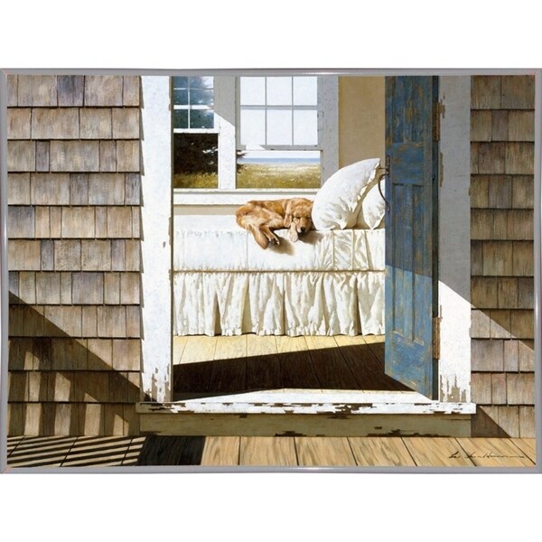 Beach House Dog-ZHELU78334 Framed Print 26"x34.75" by Zhen-Huan Lu