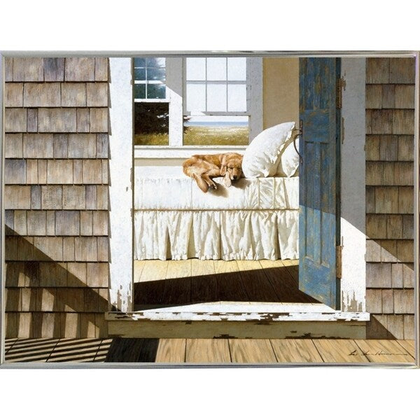 Beach House Dog-ZHELU78334 Framed Print 26"x34.75" by Zhen-Huan Lu