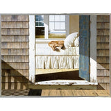 Beach House Dog-ZHELU78334 Framed Print 26"x34.75" by Zhen-Huan Lu