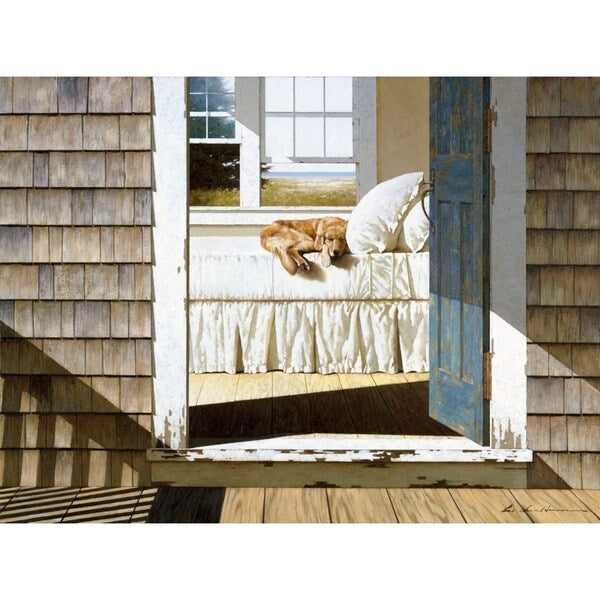 Beach House Dog-ZHELU78334 Framed Print 26"x34.75" by Zhen-Huan Lu