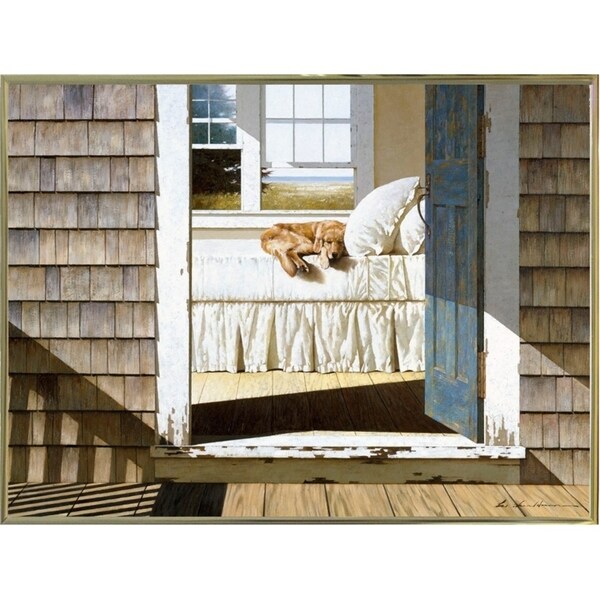 Beach House Dog-ZHELU78334 Framed Print 26"x34.75" by Zhen-Huan Lu