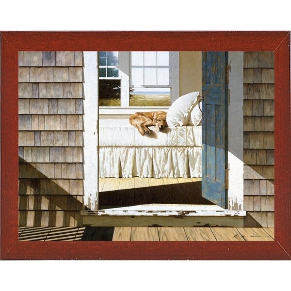 Beach House Dog-ZHELU78334 Framed Print 26"x34.75" by Zhen-Huan Lu