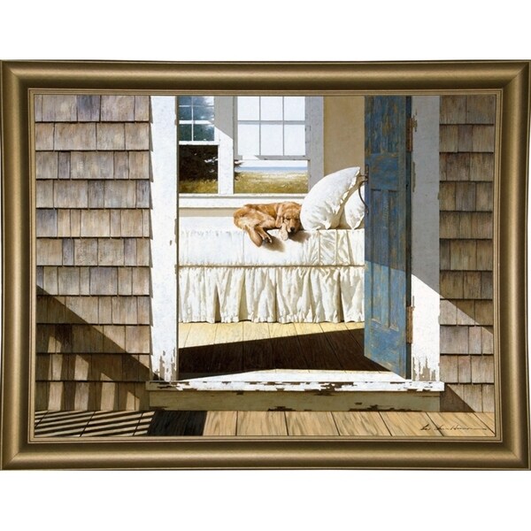 Beach House Dog-ZHELU78334 Framed Print 26"x34.75" by Zhen-Huan Lu