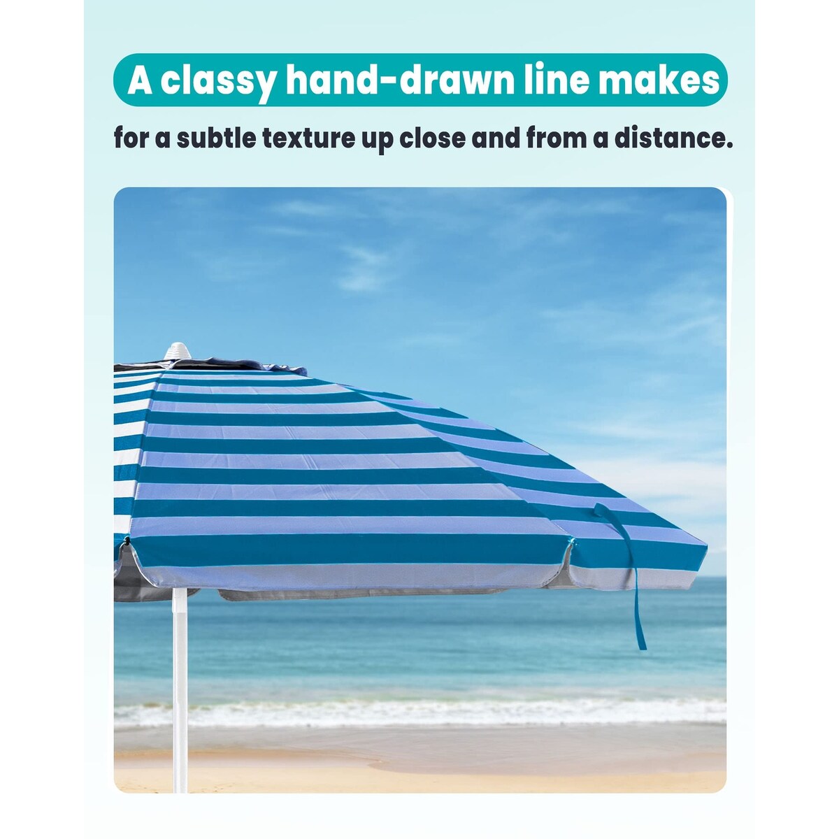 Beach Umbrella with Sand Bag - 6.5ft Beach Umbrella with Sand Anchor, UPF 50+ PU Coating with Carry Bag for Patio and Outdoor