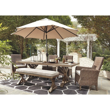 Signature Design by Ashley Beachcroft Porcelain/ Aluminum Outdoor Dining Table - 84.25" W x 42.25" D x 29.25" H