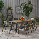 Beachview Outdoor 8 Seater Acacia Wood Dining Set by Christopher Knight Home