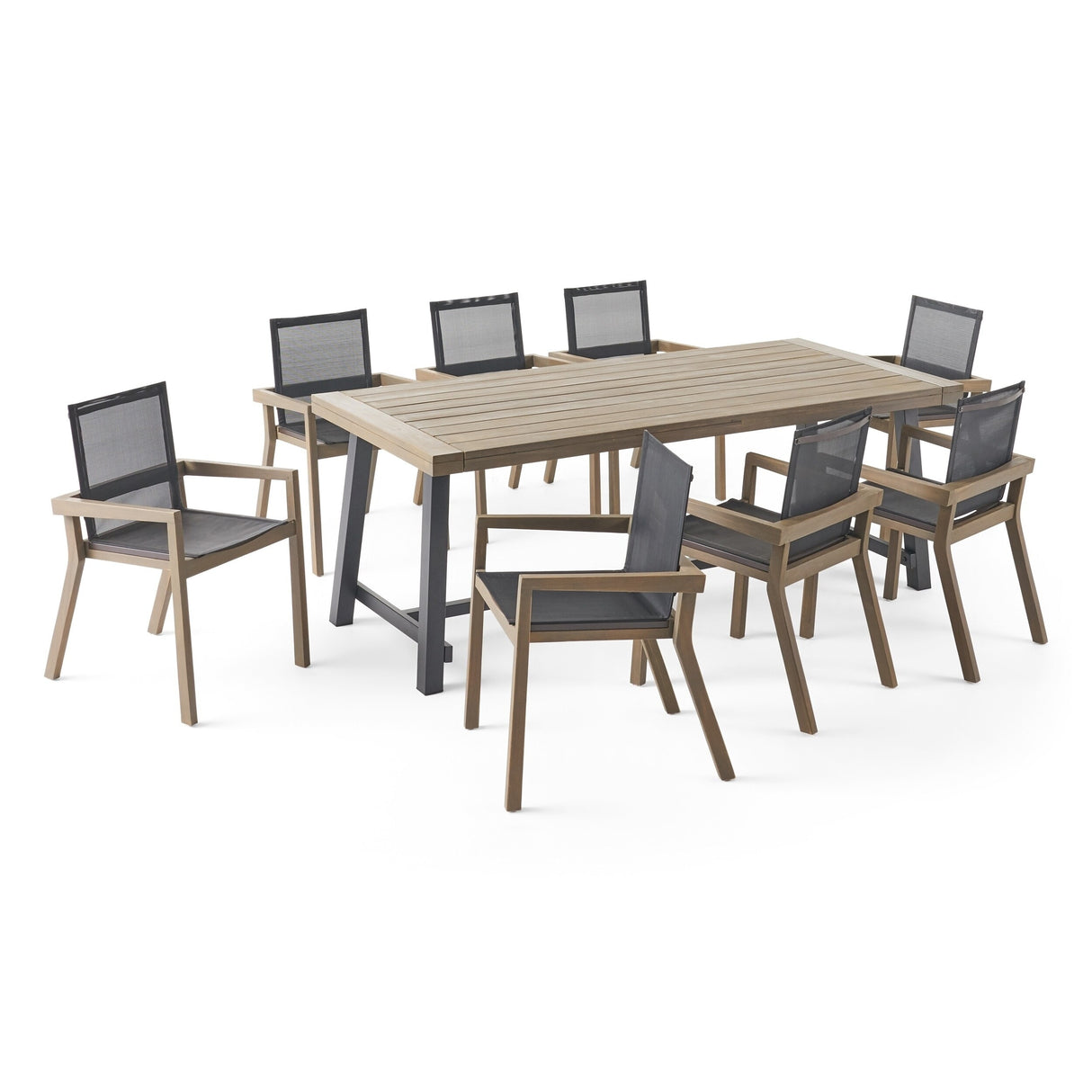 Beachview Outdoor 8 Seater Acacia Wood Dining Set by Christopher Knight Home