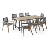 Beachview Outdoor 8 Seater Acacia Wood Dining Set by Christopher Knight Home