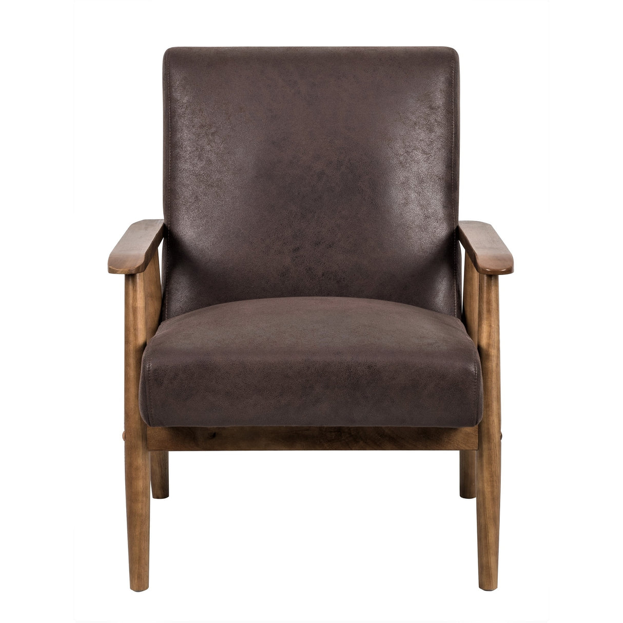 Beachwood Classic Wood/ Leather-look Microfiber Padded Seat Chair
