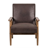 Beachwood Classic Wood/ Leather-look Microfiber Padded Seat Chair