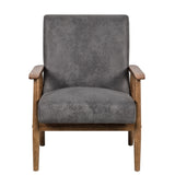 Beachwood Classic Wood/ Leather-look Microfiber Padded Seat Chair