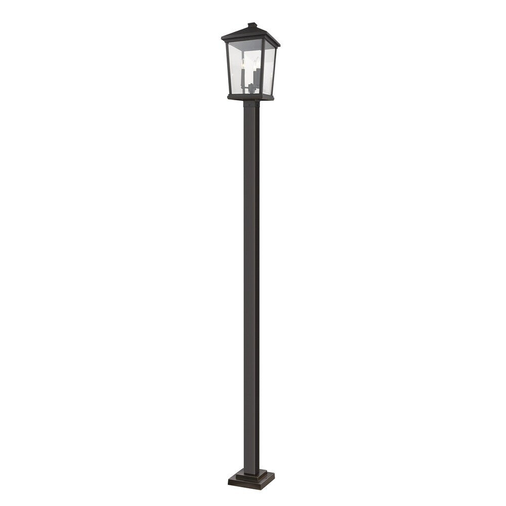 Beacon 3 Light Outdoor Post Mounted Fixture in Oil Rubbed Bronze - Brown