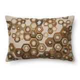 Beaded Beige Embroidered Geo Cotton 13 x 21 Pillow Cover