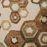 Beaded Beige Embroidered Geo Cotton 13 x 21 Pillow Cover