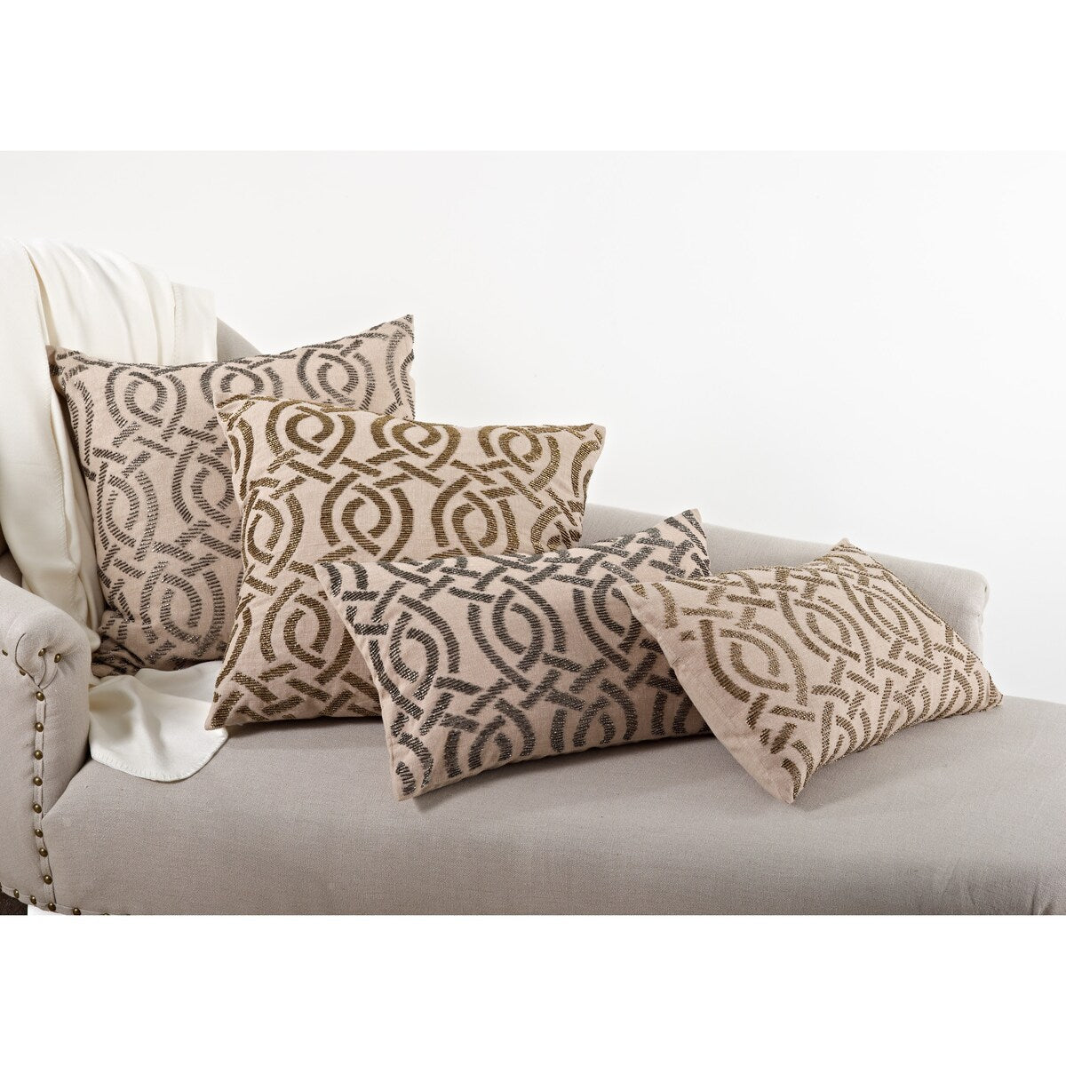 Beaded Design Throw Pillow Cover (Set of 2)