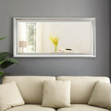 Beaded Framed Leaner Vertical Full Length Floor Mirror, Wall Decor Beveled Glass Mirror - 66" x 32", Silver