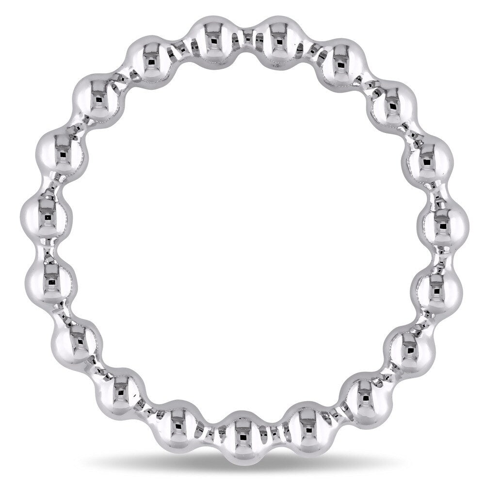Miadora 14k White Gold Beaded Wedding Band
