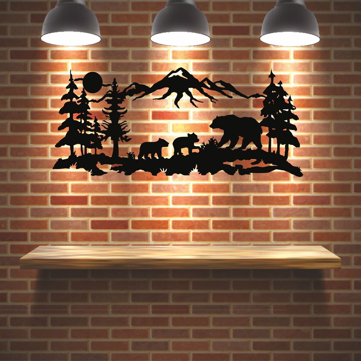 Bear Metal Wall Decor for Home and Outside - Wall-Mounted Geometric Wall Art Decor