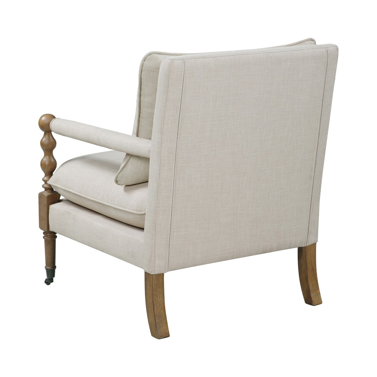 Beatrice Beige Wooden Accent Chair with Turned Legs