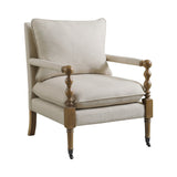 Beatrice Beige Wooden Accent Chair with Turned Legs