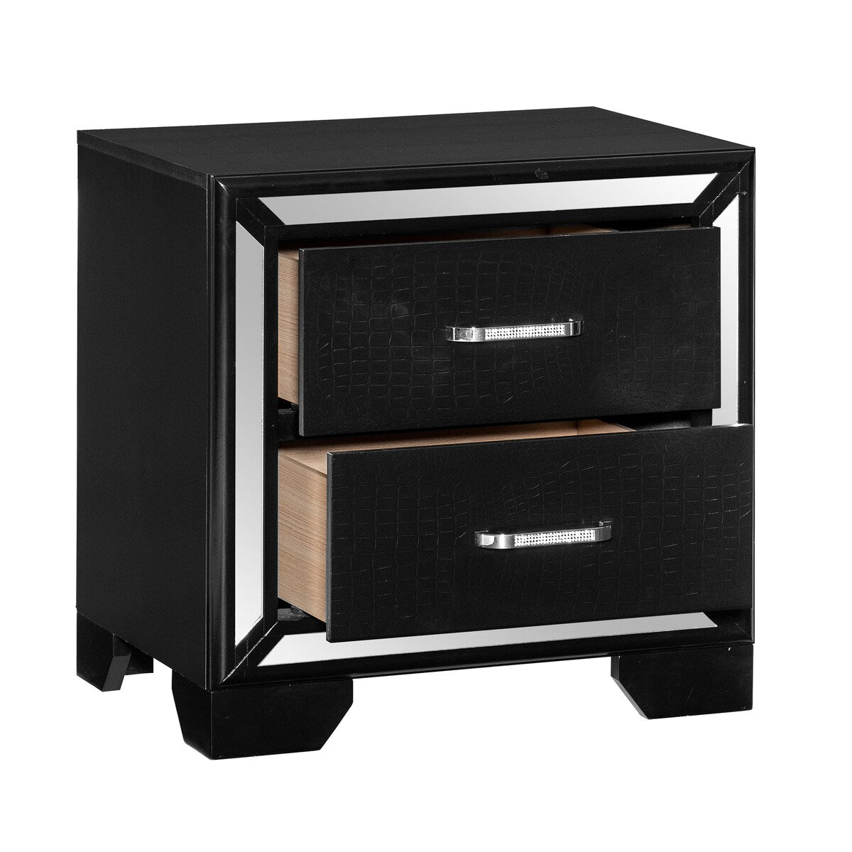 Nightstand with 2x DrawersHandles Glamorous Style Wooden Furniture