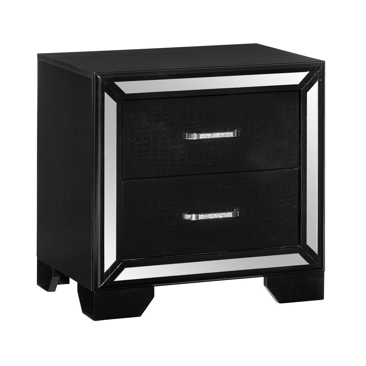Nightstand with 2x DrawersHandles Glamorous Style Wooden Furniture