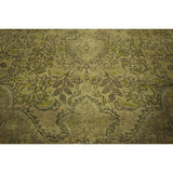 Beautiful Overdyed Green Floral Hand-knotted Wool Oriental Area Rug (9' x 13')