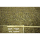 Beautiful Overdyed Green Floral Hand-knotted Wool Oriental Area Rug (9' x 13')