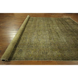 Beautiful Overdyed Green Floral Hand-knotted Wool Oriental Area Rug (9' x 13')