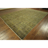 Beautiful Overdyed Green Floral Hand-knotted Wool Oriental Area Rug (9' x 13')