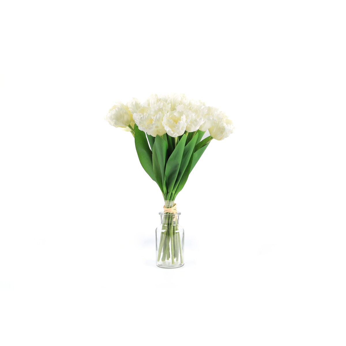 Beautiful Realistic Faux 15in Tulip Floral Arrangement White