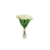Beautiful Realistic Faux 15in Tulip Floral Arrangement White