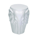 Beautifully Sculpted Ceramic Elephant Face Stool With Glossy White Finish