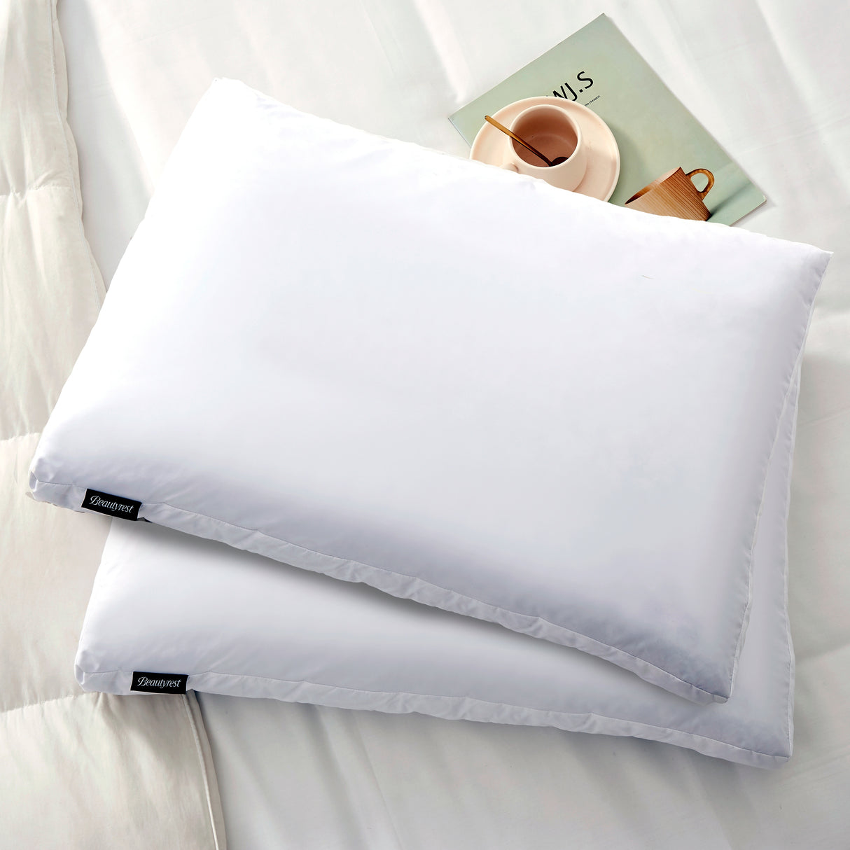 Beautyrest Microfiber Feather & Down Gusseted Pillows (Set of 2) - White
