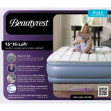 Beautyrest Hi Loft Raised Air Mattress with External Pump - Inflatable Bed with Edge Support, Puncture-Resistant Vinyl
