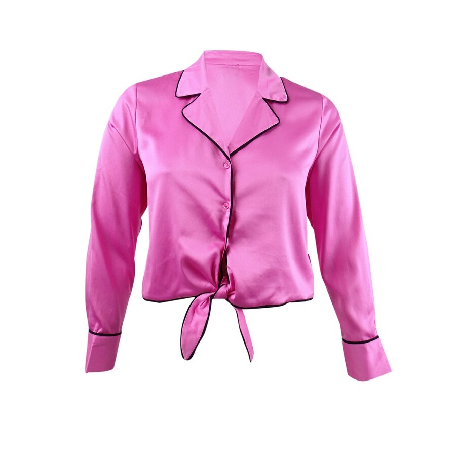 Becca Tilley x Bar III Women's Tie-Front Satin Top