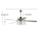 Becky 52" 3-Light Crystal Prism Drum LED Ceiling Fan With Remote, Chrome by JONATHAN Y