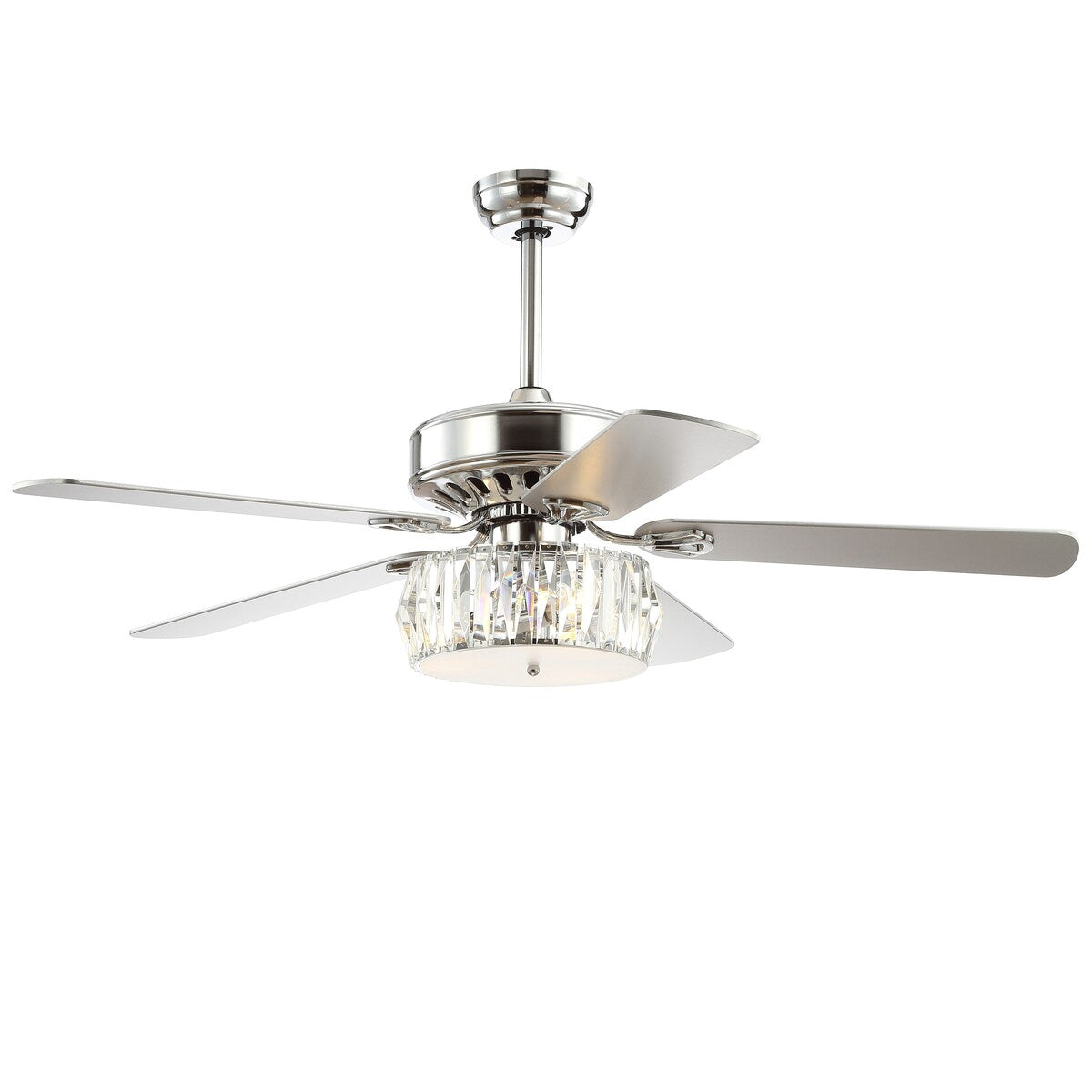 Becky 52" 3-Light Crystal Prism Drum LED Ceiling Fan With Remote, Chrome by JONATHAN Y