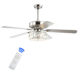 Becky 52" 3-Light Crystal Prism Drum LED Ceiling Fan With Remote, Chrome by JONATHAN Y