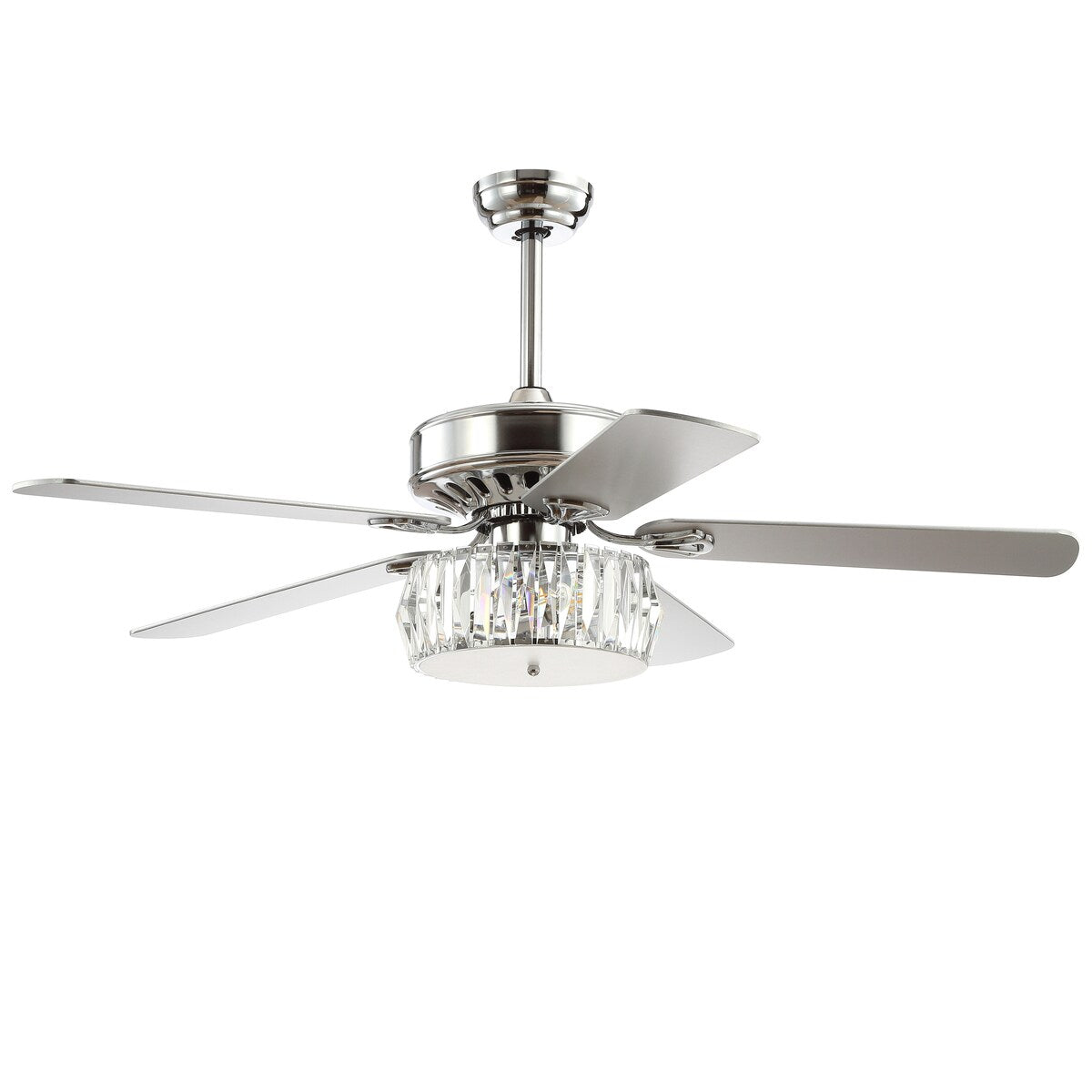 Becky 52" 3-Light Crystal Prism Drum LED Ceiling Fan With Remote, Chrome by JONATHAN Y