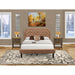 Bed Contains Brown Textured Upholstered Headboard, Footboard and Wood Rails, Slats - Wooden 9 Legs - Black Finish(Size Options)