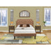 Bed Contains Brown Textured Upholstered Headboard, Footboard and Wood Rails, Slats - Wooden 9 Legs - Black Finish(Size Options)