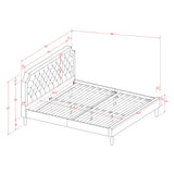 Bed Contains Brown Textured Upholstered Headboard, Footboard and Wood Rails, Slats - Wooden 9 Legs - Black Finish(Size Options)