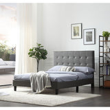 Bed Frame Leather Full Size Grey