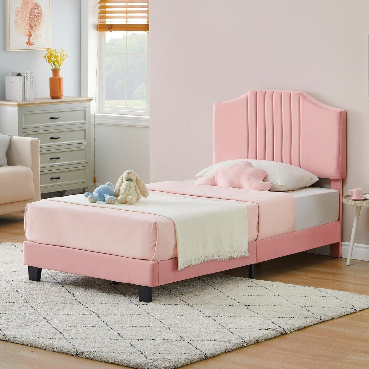 Bed Frame Upholstered Platform with Headboard