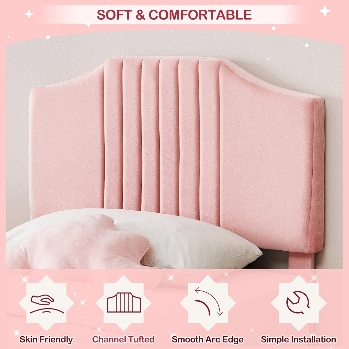 Bed Frame Upholstered Platform with Headboard